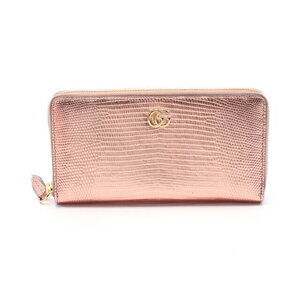 Gucci Marmont GG round long wallet leather pink